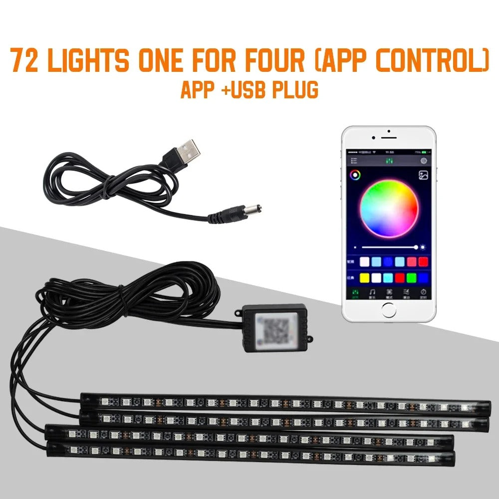 72 Led interieur voiture , cable USB et contrĂŽle application