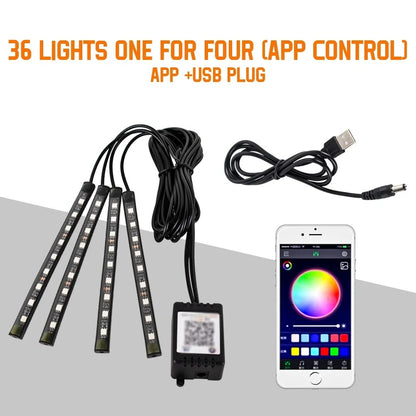 36 Led interieur voiture , cable USB et contrôle application