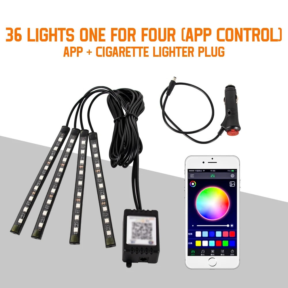 36 Led interieur voiture , prise allume cigare et contrôle application