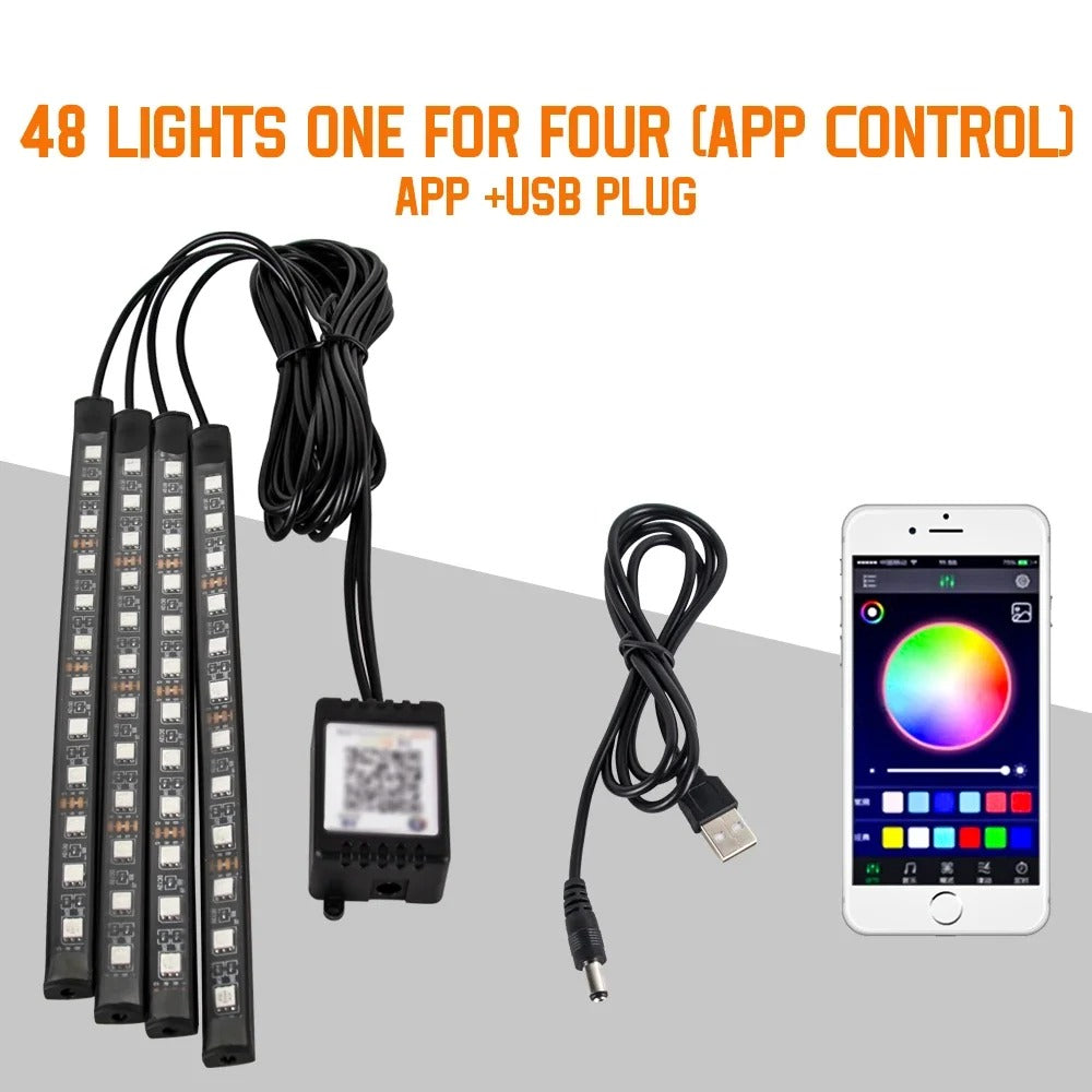 48 Led interieur voiture , cable USB et contrôle application