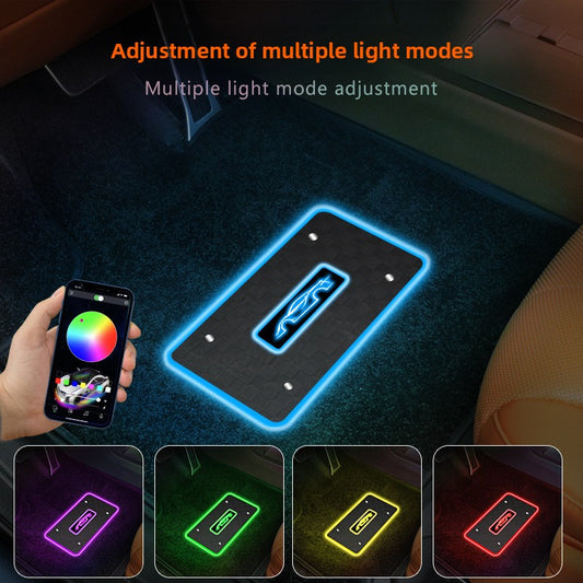 5 tapis de sol voiture lumineux led multicolore et contrôle smartphone