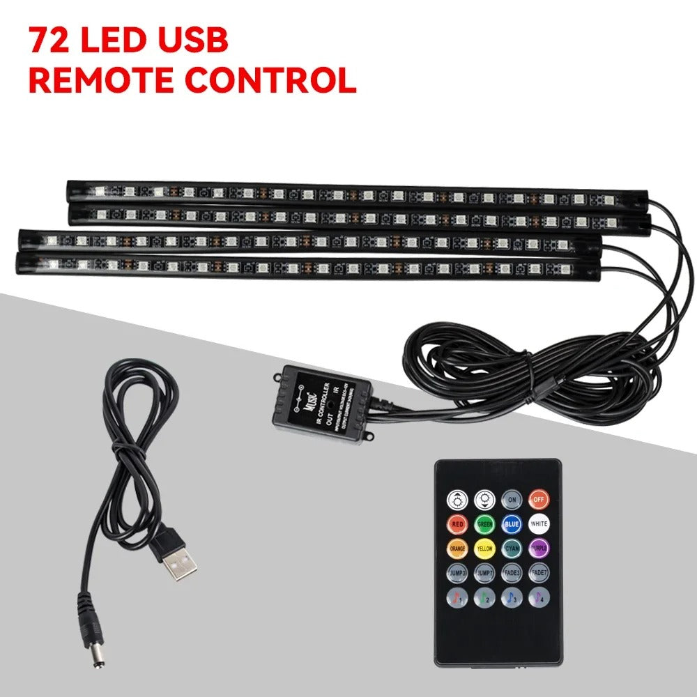 72 Led interieur voiture , câble USB et télécommande