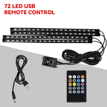 72 Led interieur voiture , câble USB et télécommande