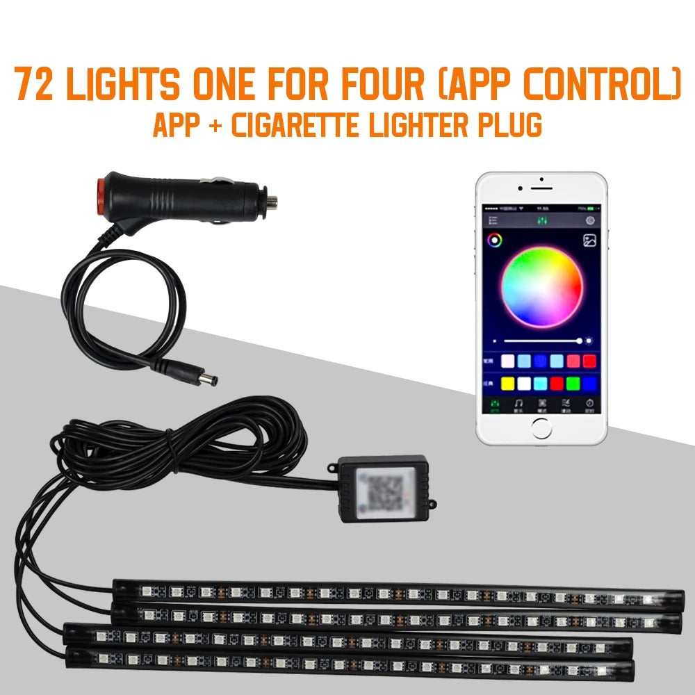 72 Led interieur voiture , prise allume cigare et contrôle application