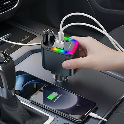 accessoires connectés sur chargeur allume cigare usb c multicolore branché