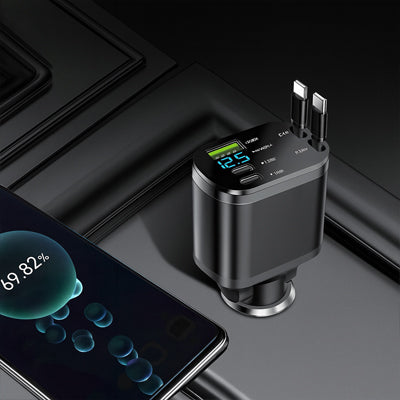 adaptateur allume cigare charge rapide smartphone USB C en cours de charge