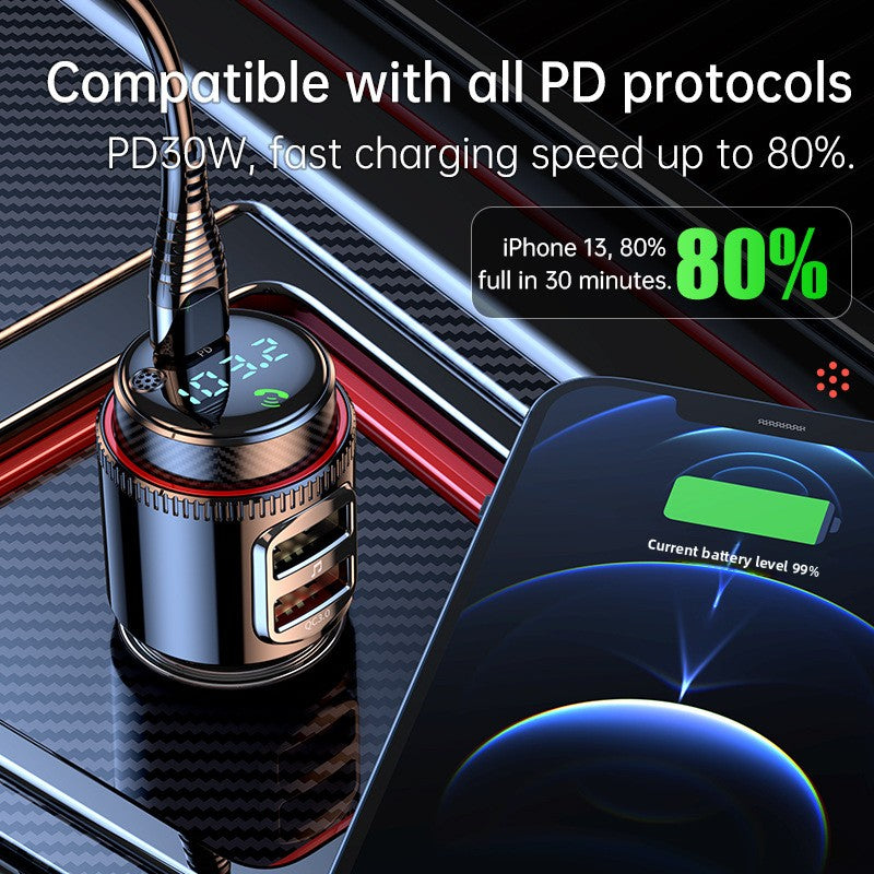 Adaptateur Bluetooth pour voiture branché charge smartphone en PD