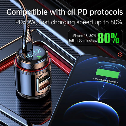 Adaptateur Bluetooth pour voiture branché charge smartphone en PD