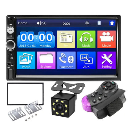 Autoradio 2 din écran tactile Bluetooth avec caméra de recul et télécommande 
