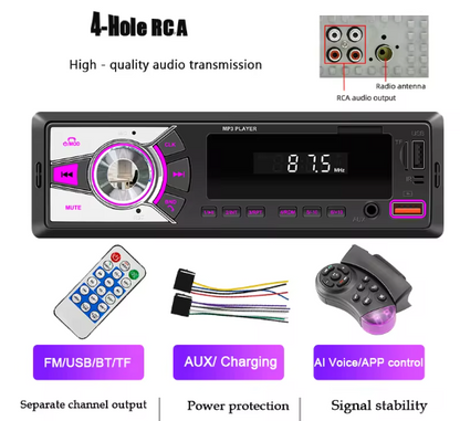 Autoradio bluetooth avec commande , câbles et APP control 