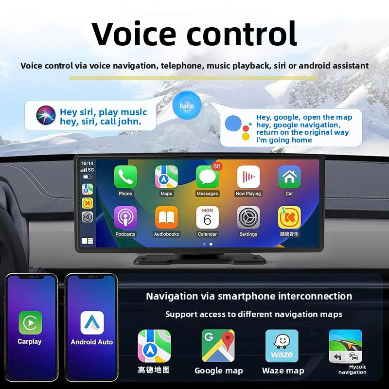 Autoradio carplay sur tableau de bord navigation maps et via smartphone interconnexion