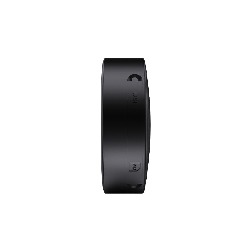 Balise GPS compacte ,noir, de forme ronde en position latérale