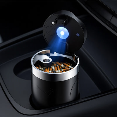 Cendrier pour voiture avec LED bleue intégrée recueillant les cendres et mégots