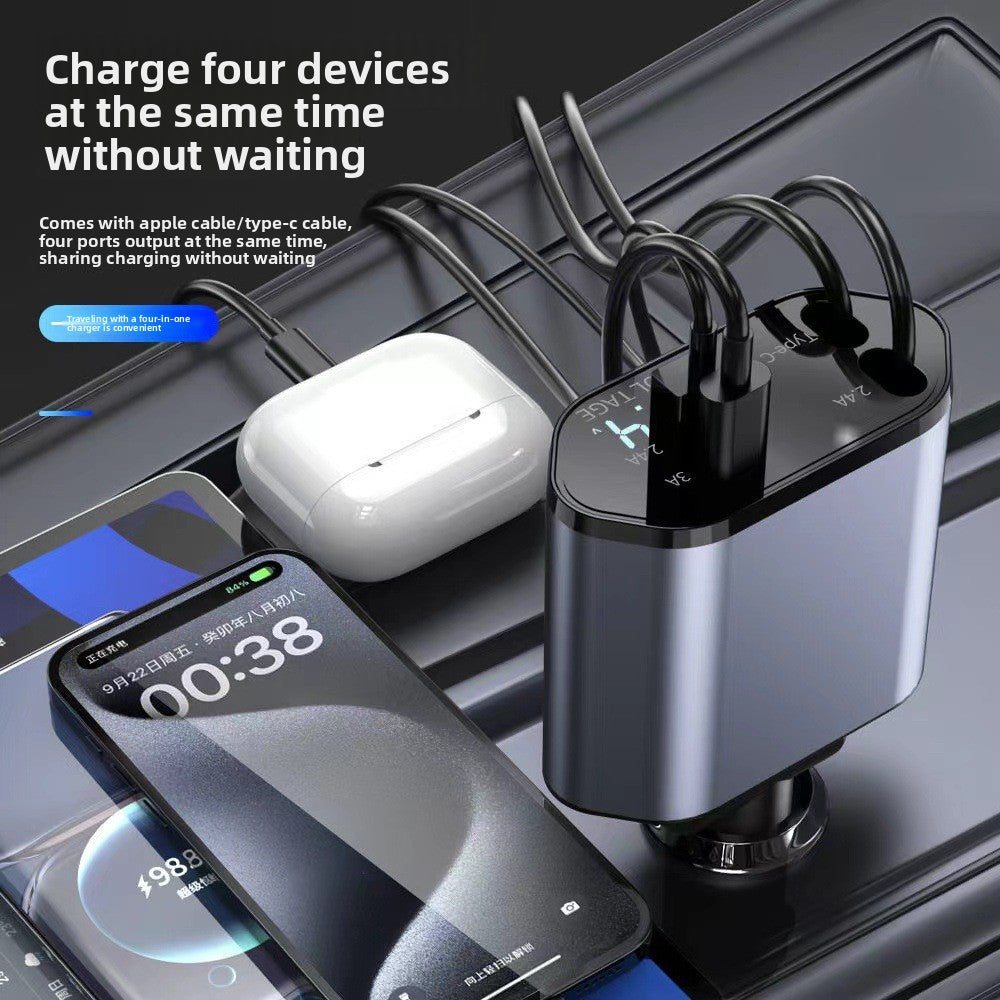 Chargeur allume cigare branché charge quatre appareils en même temps