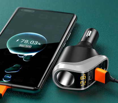 Chargeur allume cigare connecté au smartphone pour charge rapide 