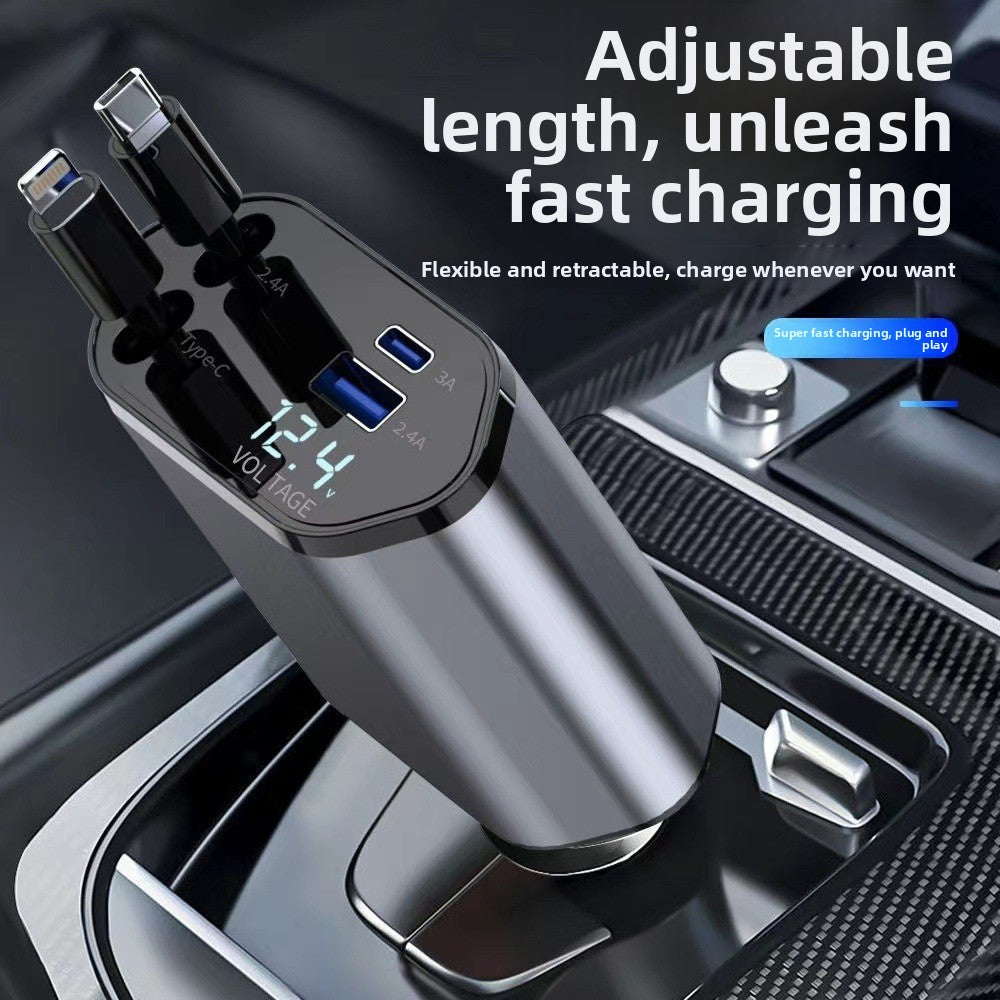 Chargeur allume cigare modèle câble télescopique branché sur prise allume cigare voiture
