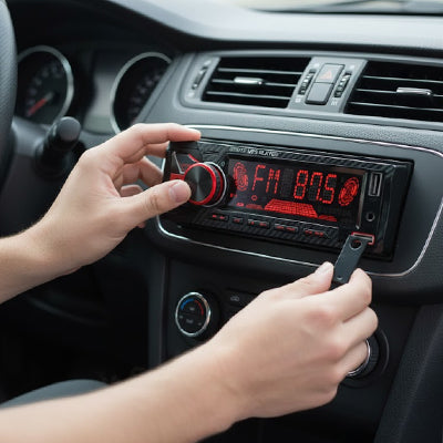 Conducteur installe dans tableau de bord autoradio bluetooth