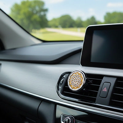 Diffuseur de parfum modèle fleur fixé sur grille aération haut tableau de bord voiture