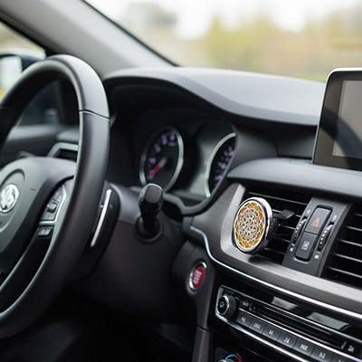 Diffuseur de parfum modèle fleur fixé sur grille aération tableau de bord voiture