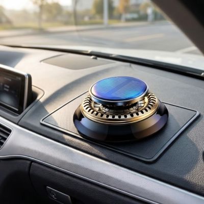 Diffuseur de parfum océan noir posé sur tableau de bord voiture