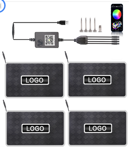 Kit  motif1 Tapis de sol voiture  4 en 1 avec  USB , contrôle smartphone , vis