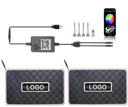 Kit motif4  Tapis de sol voiture  2 en 1 avec  USB , contrôle smartphone , vis
