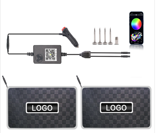 Kit motif6  Tapis de sol voiture  2 en 1 avec  allume-cigare , contrôle smartphone , vis