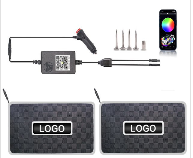 Kit motif7  Tapis de sol voiture  2 en 1 avec  allume-cigare , contrôle smartphone , vis
