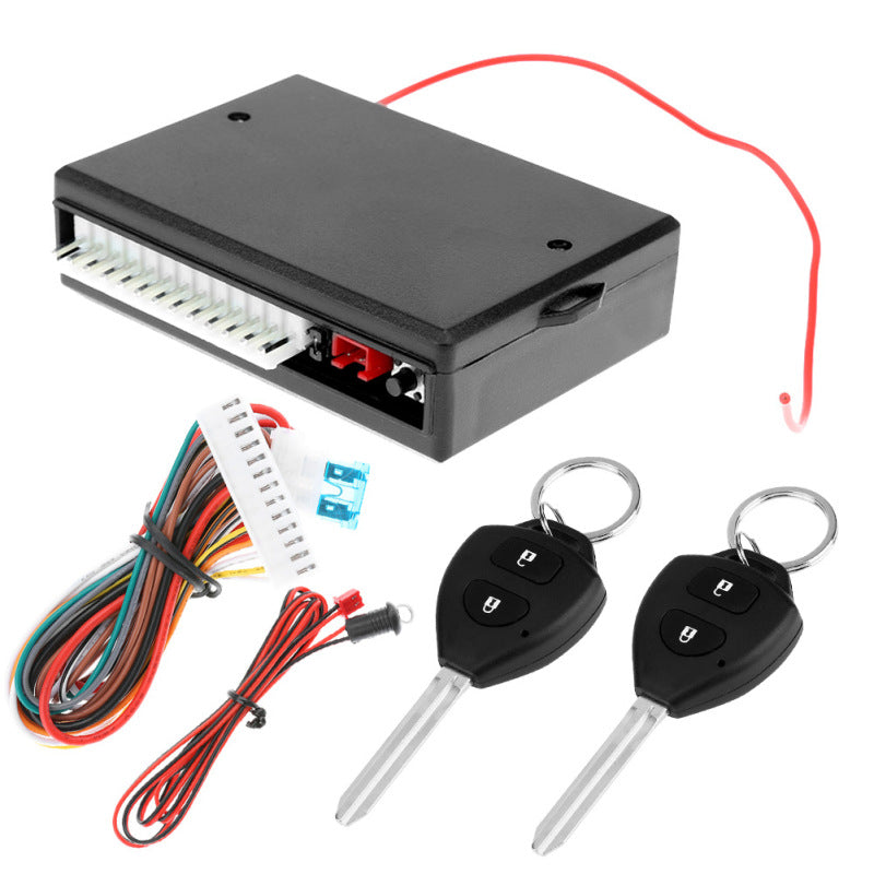 Kit verrouillage centralisé modèle C comprend 1 boite commande 2 télécommandes 1 jeu fils 1 indicateur LED
