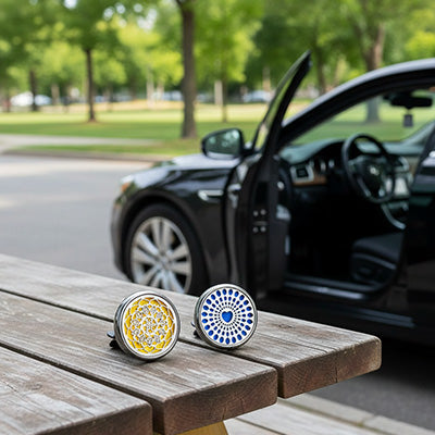  Modèles diffuseurs de parfum fleur et cœur sur table portière voiture ouverte 