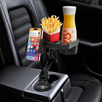 Plateau pour voiture installé dans porte gobelet voiture portant  smartphone frites boisson