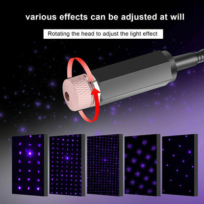 Rotation  Led voiture intérieur pour ajuster l'effet de la lumière violet étoilé