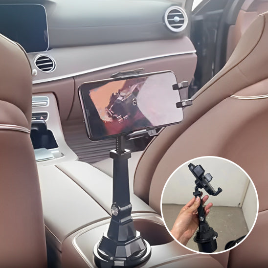 support de téléphone voiture en rotation fixé sur console centrale avec smartphone