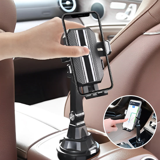 support de téléphone voiture fixé sur console centrale avec protège smartphone