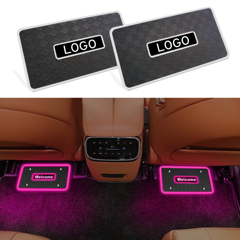 Tapis de sol voiture avec logo personnalisé welcome  lumière couleur pourpre
