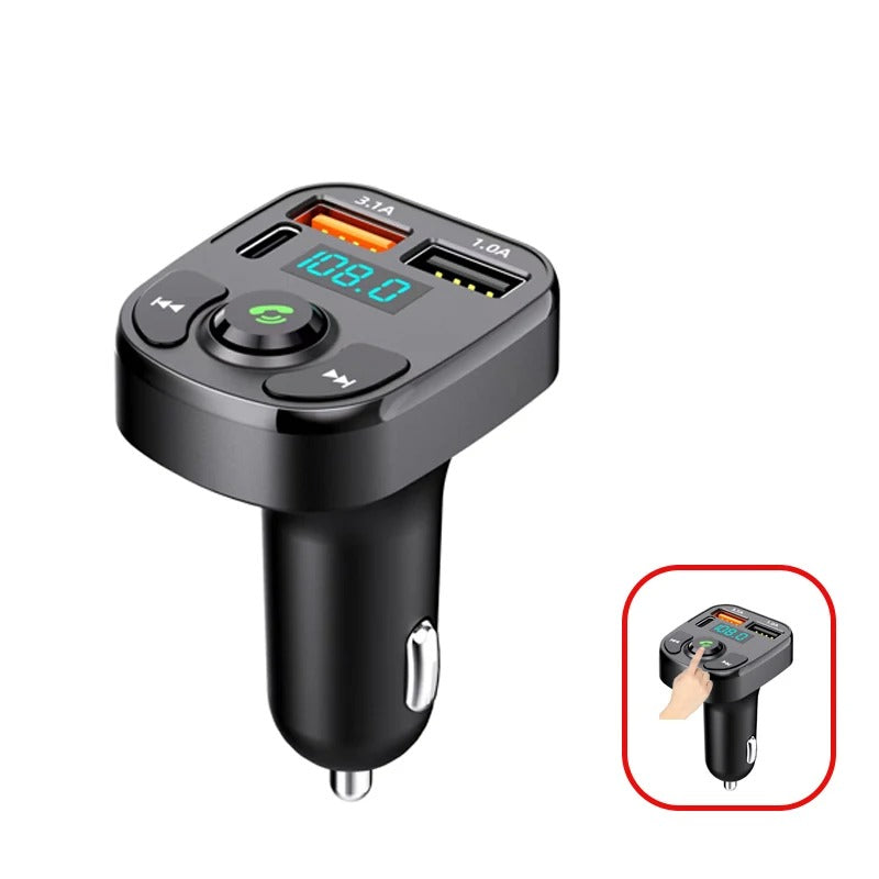 Variant allume cigare bluetooth  type bouton poussoir pour appels,  FM ,recharge rapide USB